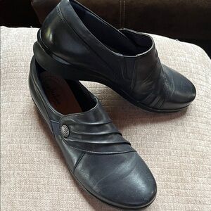 Clarks Black Women's Loafers with Button Detail